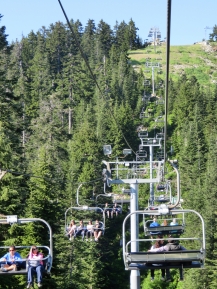 From the gondola, another ski lift ride to the top
